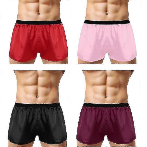 【03】Boxertrosor och kalsonger i siden för män - Basic underkläder shorts SizeCJY black black M