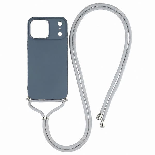 Mjukt TPU-telefonskal med fiberfoder och axelrem för 17 Pro-modeller Lavender Grey