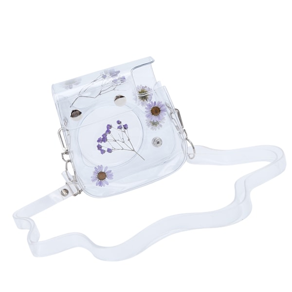 Transparent Kameraväska PVC Förvaringsväska med Justerbar Axelrem för Instax Mini 11 Skydd Lila