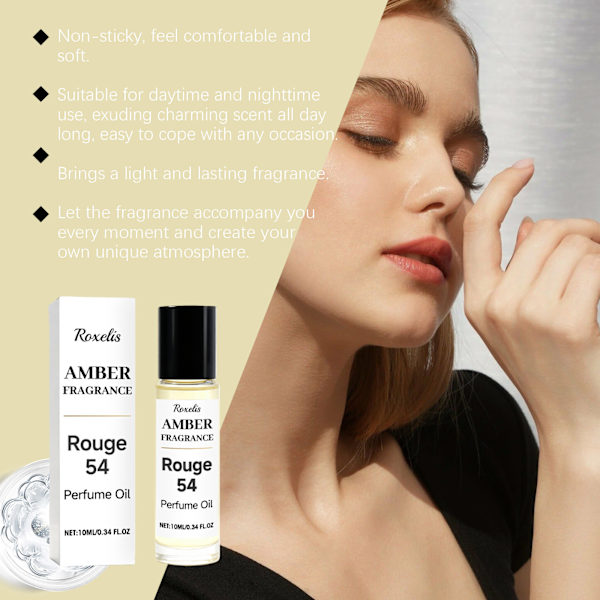 Roll-on Parfymolja – Långvarig Alkoholfri Doft – Söt, Bärnsten & Träig Doft – Lätt att Bära (10ml)