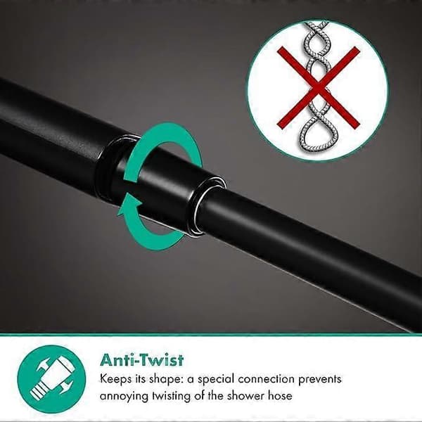 Universell duschslang, 1,50 m, med vridskydd, flexibel duschslang med veckskydd, inklusive brickor black