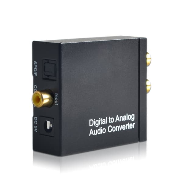 Digital til Analog lydkonverter, Toslink og Koaksial til RCA L/R og 3,5 mm AUX D/A konverter