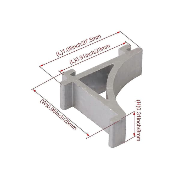 10 st. kroge til hyldestøtte i aluminiumslegering, sølv, 2,3 cm, til køleskab, A