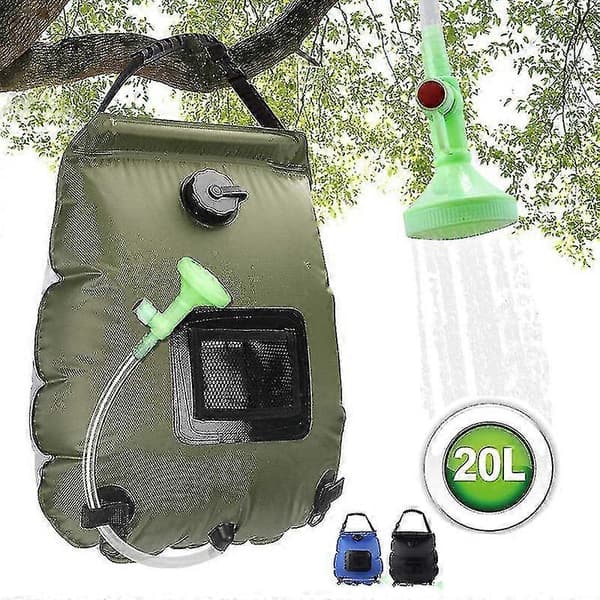 Udendørs camping brusepose solvarmende bærbar brusepose 20l udendørs brusepose Green
