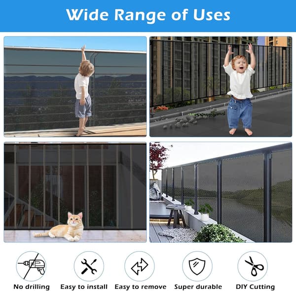 【03】Baby Safety Net, Anti-fall Safety Net for Stairs, 3m*79cm E