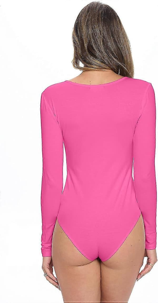 Langærmet bodysuit - Åndbar bomuldsstretch Neon Pink X-Small