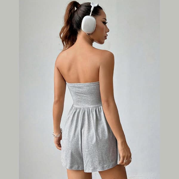 Dame Sommer Casual Stropløs Romper Ærmeløs Off Shoulder Korte Jumpsuits 2026 Strandferietøj Kaffe S Coffee S