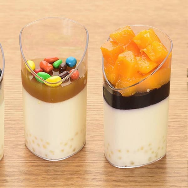 10 stk. 80 ml mini dessertkopper elegante gennemsigtige skrå forretskopper gelé budding mousse kop