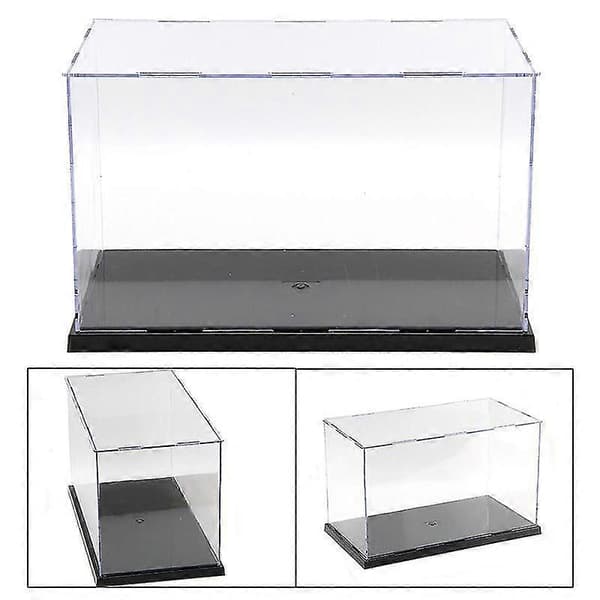 30 cm plexiglas akryldisplay H-låda plastbas dammtät figurtrofé E 20*20*20cm