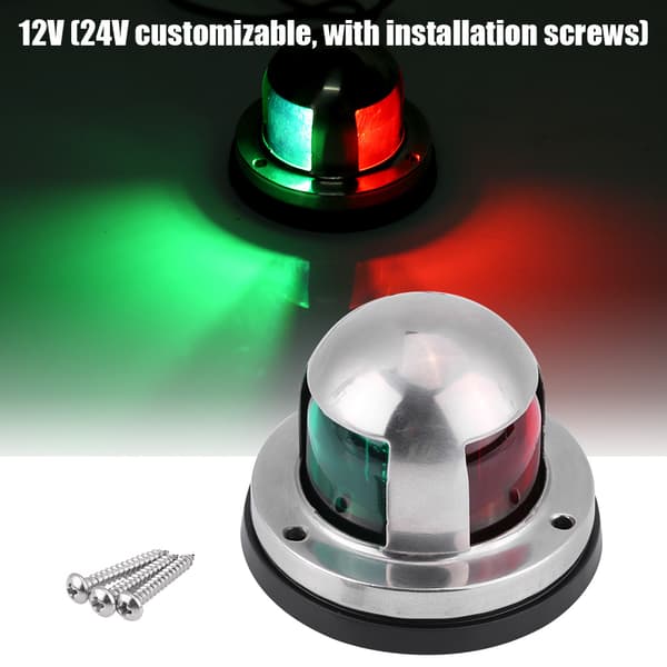 12V Marine Båd Rustfrit Stål LED Navigationssignal Lys - Rød & Grøn - Yacht Tilbehør
