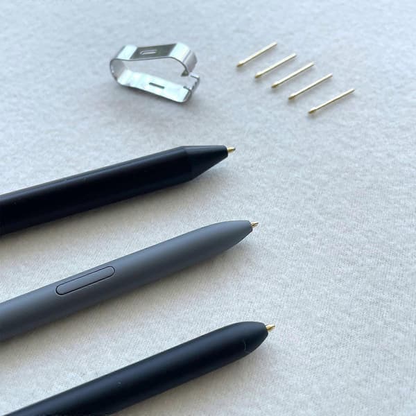 3 st metallpennpåfyllningar och klämma för anmärkningsvärda Scribe Write-pennor, smidig skrivning och enkelt byte Silvery Taper Head