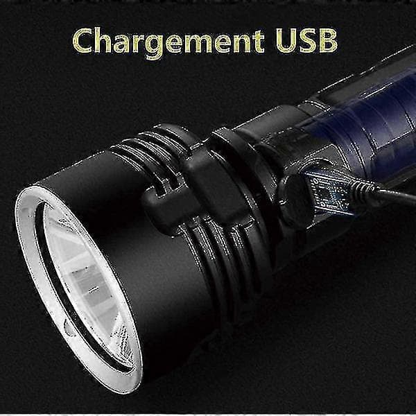 P70-taskulamppu 30 000–10 000 lumenin tehokas LED-taskulamppu, musta