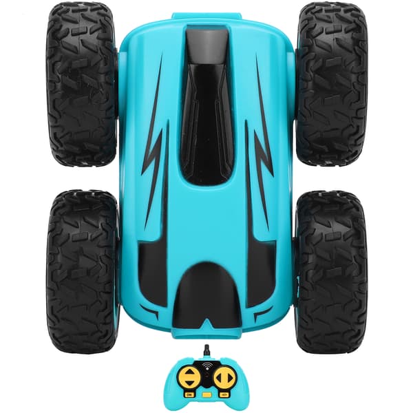 Mini Stunt 2.4G Hög Hastighet Tvåsidig 360 Grader Rotera Trådlös RC Bil Fyrahjulsdrift (blå)