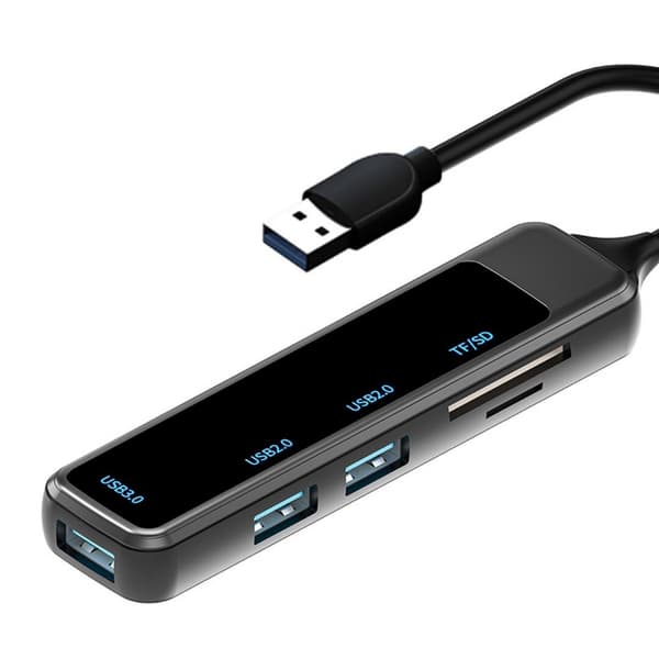 Bærbar USB Hub Multiport Adapter 5-i-1 Højhastigheds transmissionsdockingstation USB Type-C til USB TF/SD Adapter