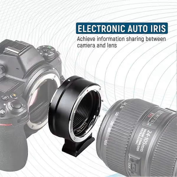 EF-EOSR automatisk adapterring EF autofokusobjektivadapter för Canon EF och EF-S objektiv DSLR objektiv EF-port Musta