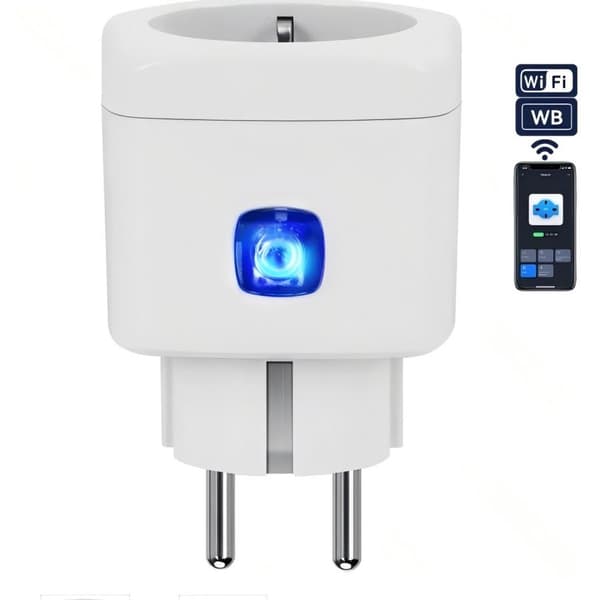 Smart WiFi Schuko-typ (tysk) kontakt, 1-i-1-adapter, fjärrkontroll via app, timer.