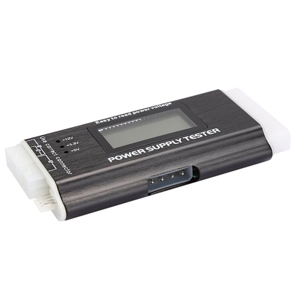Computer Strømforsyningstester LCD Display Aluminium Legering Support 20/24Pin ATX SATA