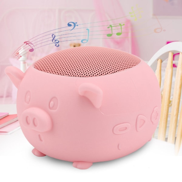 Sød Gris Mini Trådløs Bluetooth 5.0 Højttaler Indbygget Mikrofon til Hjem Rejser/Udflugter (Pink)