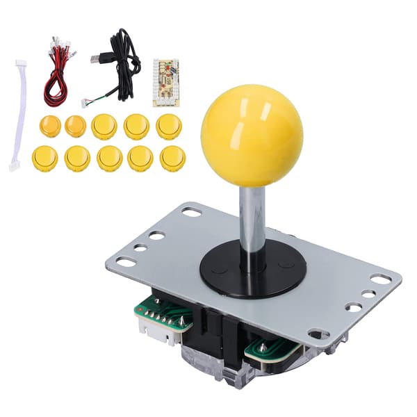 QM070901 Arkadspel Joystick Kit Noll Fördröjning Arkadspel DIY Kit Delar med Encoder Board 10 Knappar Joystick för MAMEYellow