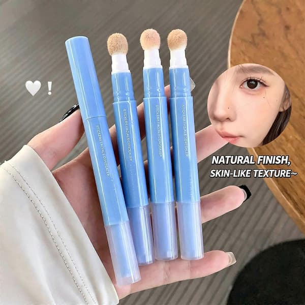 Concealerpen til ujævn tone med blød spids applikator, blandbar ansigtsdækning til daglig makeup, pleje under øjnene og urenheder, lyserød hud pink complexion