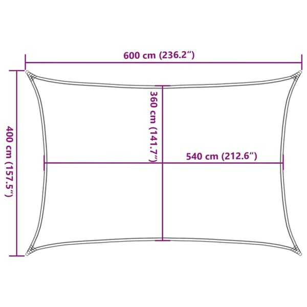 【03】vidaXL Sun Shade Sail HDPE Square 4x6 m White Vit Vit white