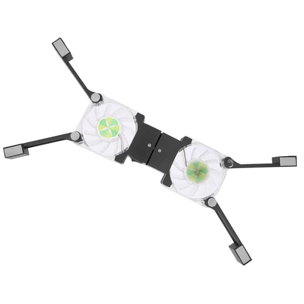 DRS03 Hopfällbart Laptopkylare Dubbla Fläktar LED Blått Ljus Notebook Dator Kylare (Svart)