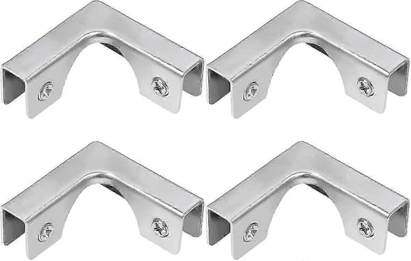 Glasklemme, 4 stk. L-formede glasforbindere i rustfrit stål, retvinklede klembefæstelser til 5-8 mm glas
