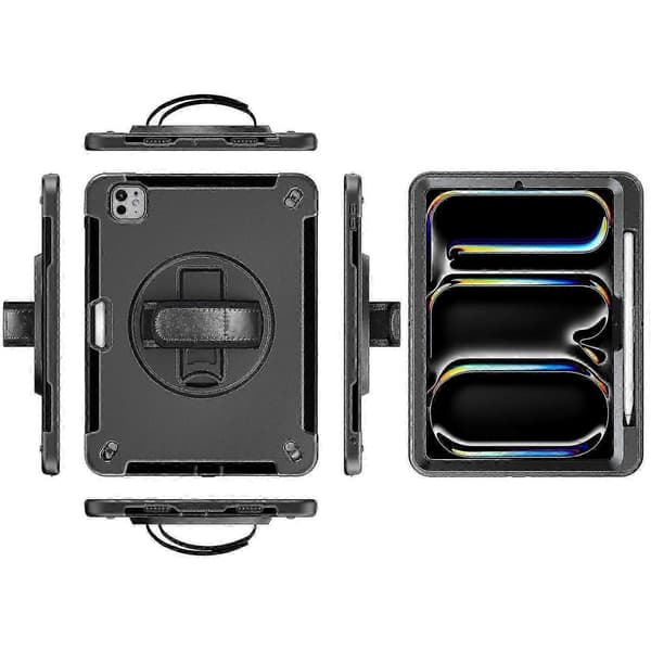 Til iPad Pro 13 (2024) Etui Støttefunktion PC + TPU Robust Beskyttelse Med Skulderrem - Blå, zxl Black