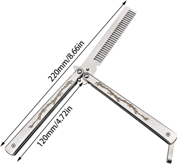 【03】Sommerfuglekam i rustfrit stål, foldbar kam, Balisong metal Co DXGHC