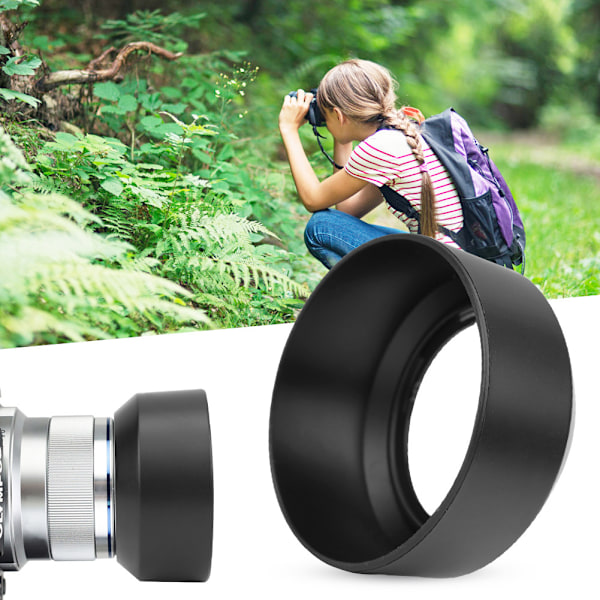 LH-40B Kvalitets Bærbar Kameraobjektivhætte i Plast til Olympus M.ZUIKO 45mm f1.8 (sort)