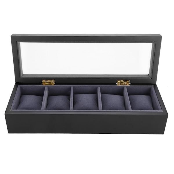 5 rum Stoving Lak Ur Display Case Opbevaringsboks Organizer Smykkeskrin (Sort)