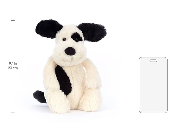 【03】Jellycat Bashful Black & Cream Puppy Pehmolelu 31cm