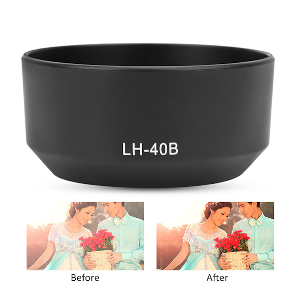 LH-40B Kvalitets Bærbar Kameraobjektivhætte i Plast til Olympus M.ZUIKO 45mm f1.8 (sort)
