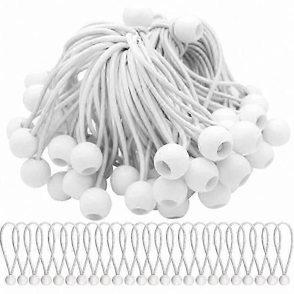 50-pack elastiska snören med bollar för tält, partytält, banderoller och presenningar