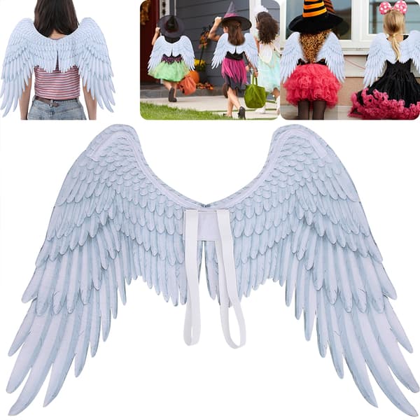 Store Vinge Børn Drenge Pige Halloween Fest Cosplay Kostume Tilbehør Rekvisitter Hvid