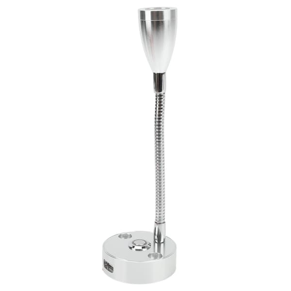 RV Læselampe Fleksibel Hals 3 Farve Lys 12‑24V 3W USB Genopladelig Universal til Yachts Både Sølv