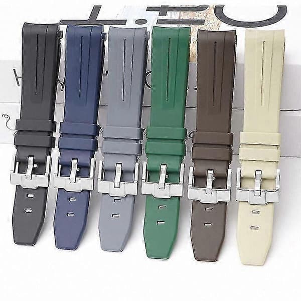 20MM TPU Arc-klockarmband med silverfärgat spänne för Omega- och Swatch-armband Grey