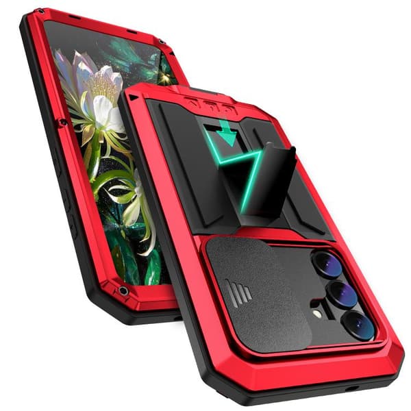 【03】Samsung Galaxy S26+ / S26 Plus 5G Case Cover with R-JUST Sliding Camera Water-Resistant Design Röd