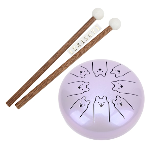 Tungtrumma i legerat stål 8 toner 5,5 tum Chakra Tank Eterisk Lotus Handpan Lavendel 12 Zodiak Hund