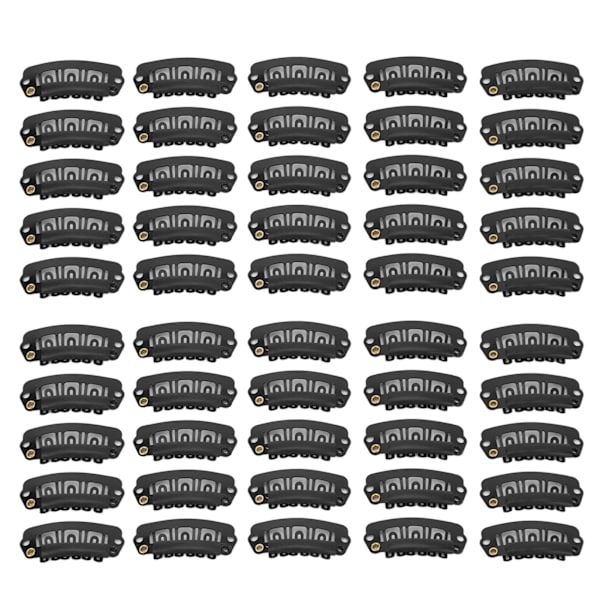 50 stk. Hår Paryk Clips Rustfrit Stål U Formet 6 Tænder Hår Extension Hårstykke Clips Sort 2.8cm