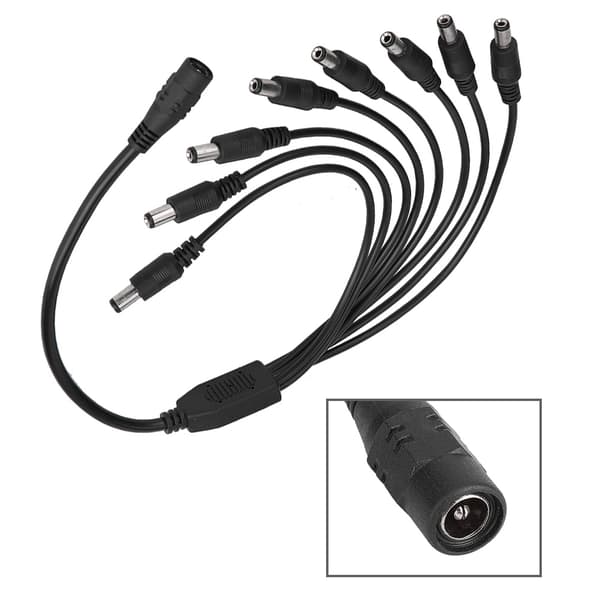 5,5x2,1 mm 1 Hon till 8 Hanar Strömfördelare Adapterkabel Förlängning för CCTV-kamera