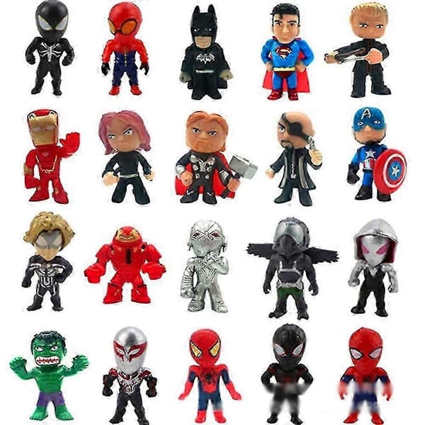 20-dele Mini Superheltefigur Sæt til Drenge - Ideel til Fødselsdagskagetoppe og Festpynt