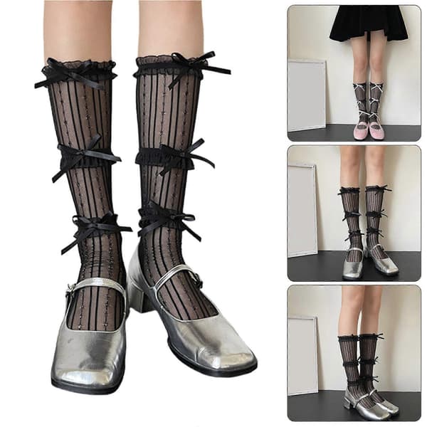 Lolita Lægstrømper Læglange Strømper Lolita Strømper Søde Modestrømper Nylontekstur Til Mode- og Cosplay-Events White socks pink  D