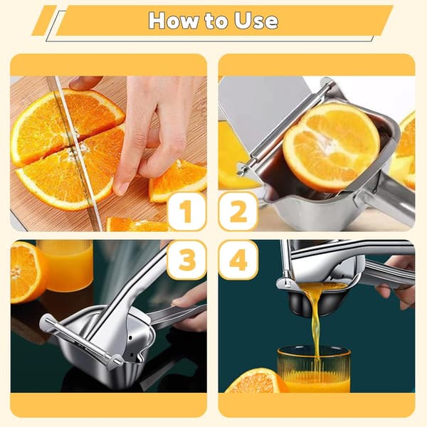 【03】Stainless Steel Manual Juicer, Ergonomic Comfortable Handle, High Efficiency, Pulp Separation, Labor-Saving Citrus Juicer for