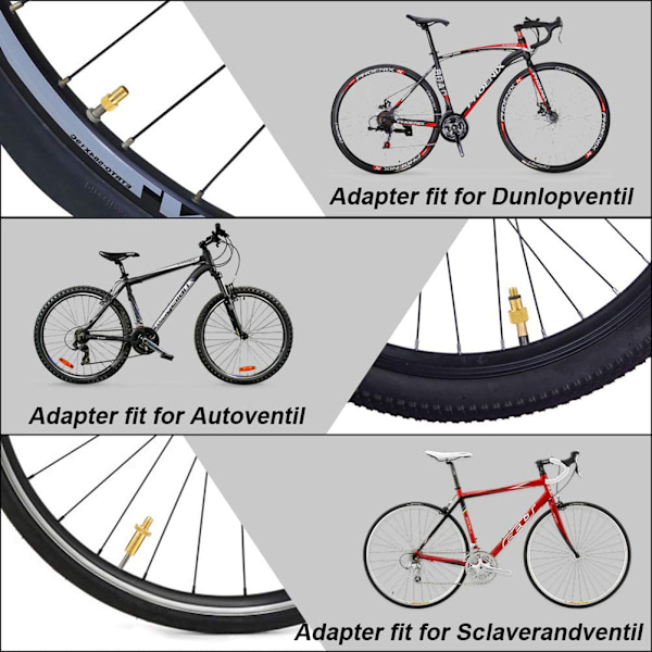25 stk./sæt Ventiladapter Pumpventil Sæt til SV AV DV Dunlop Fransk Flash Ventil Presta Ventil med Ring