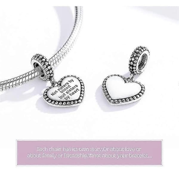 retro hjärtformat systerhalsband pärlor berlock silver smycken