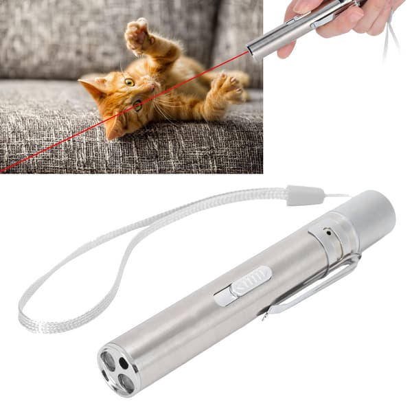 Rød/UV-lys Drille Kat Pen Pointer USB Genopladelig Rustfrit Stål Kæledyr Interaktivt Træningslegetøj