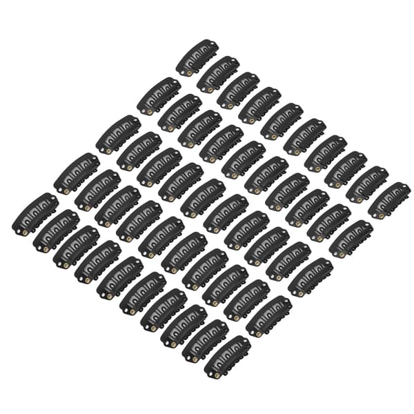 50 st Hårperukklämmor Rostfritt Stål U-formade 6 Tänder Hårförlängning Hårdelar Klämmor Svart 2,8cm