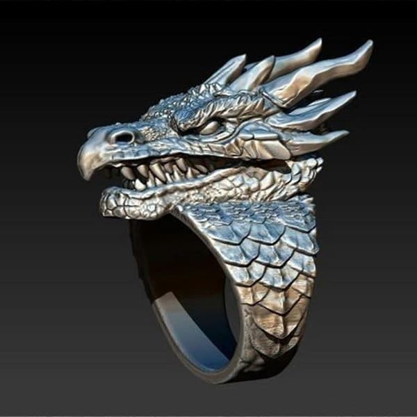 Bærbare rustfri drage ringe Elegante rustfri dragehoved ringe Unikke smykker til fashionistaer 8