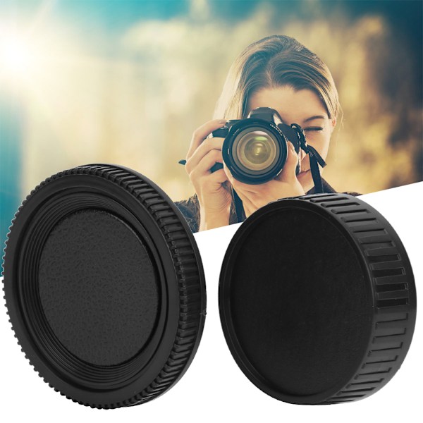 Svart Plast Bärbar Lins Bakre Skydd Kropp Främre Lock Kit Passar Minolta MD Mount Kamera
